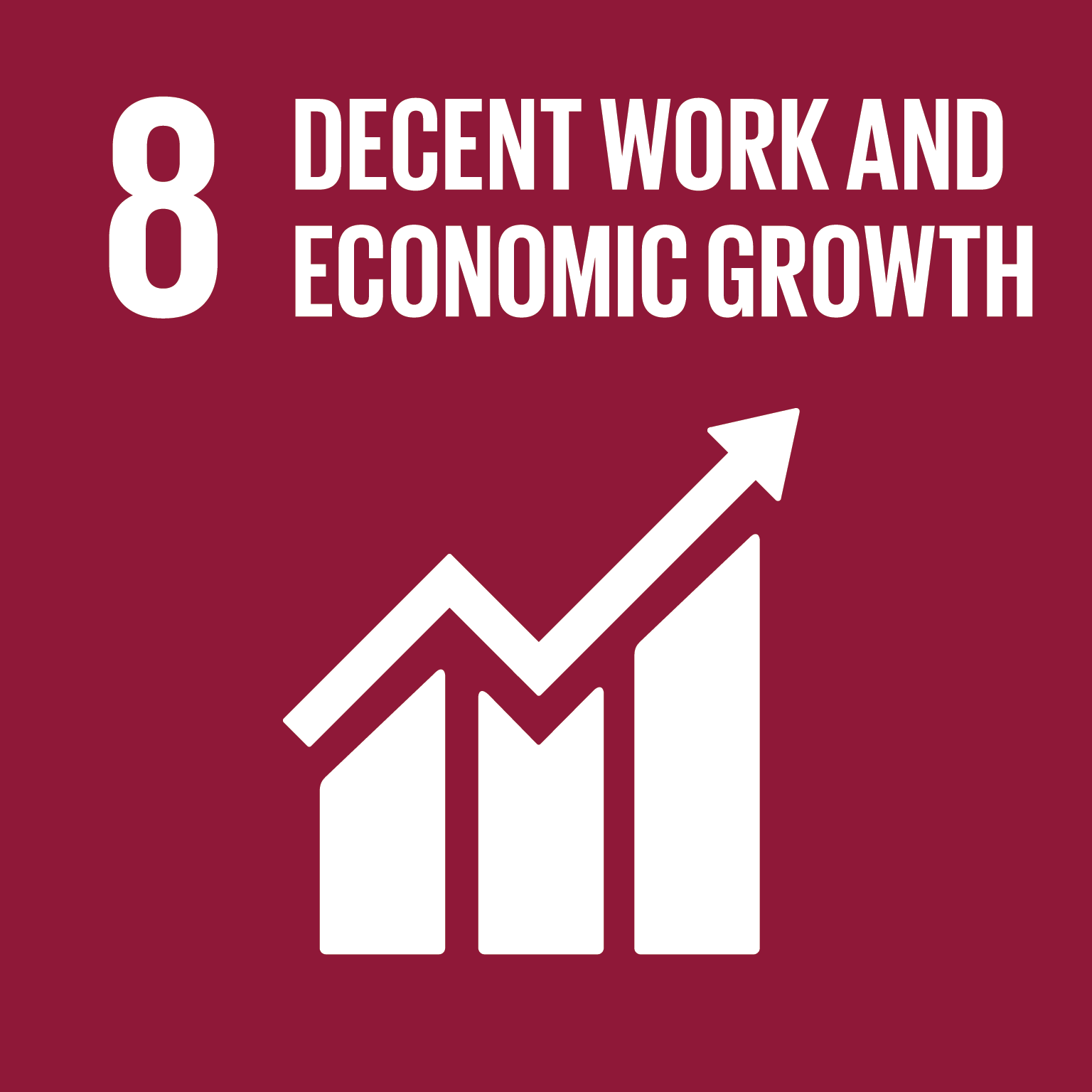 Kestävän kehityksen tavoite 8 Decent work and economic growth logo